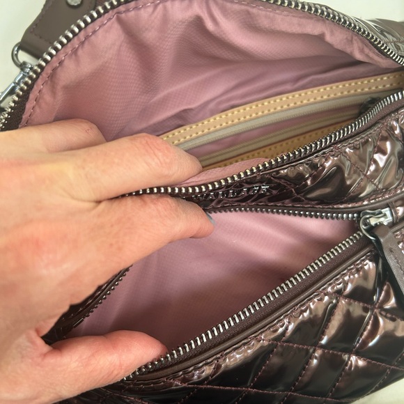 MZ Wallace Quilted Patent Bordeaux lacquer Crosby Crossbody Belt Bag - Picture 5 of 5